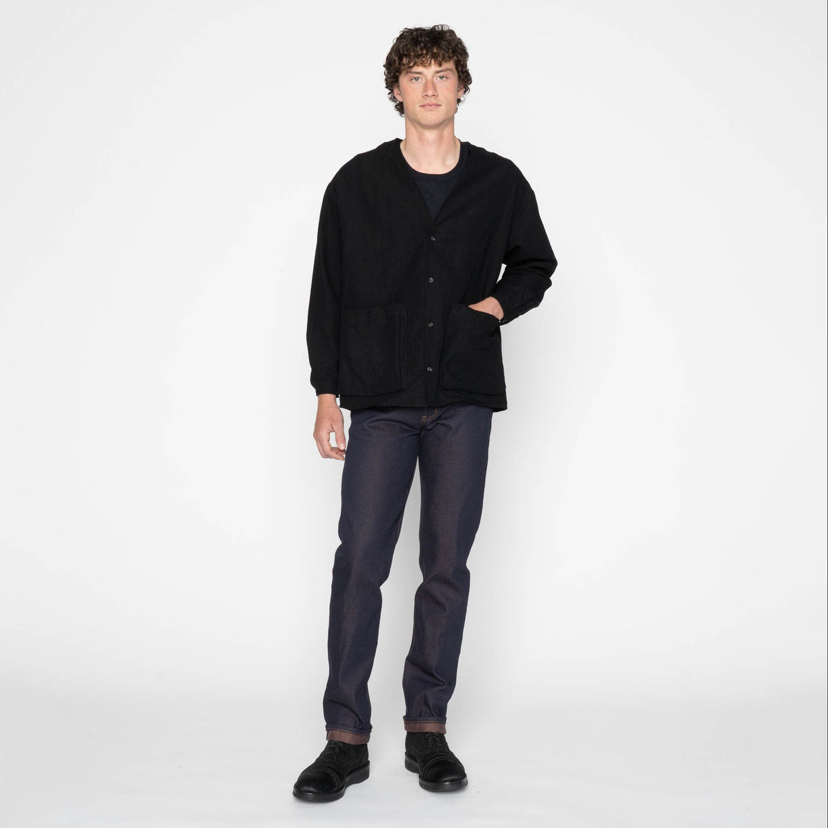 Wise Guy Jacket - Linen Blend Denim - Black by Naked & Famous Denim