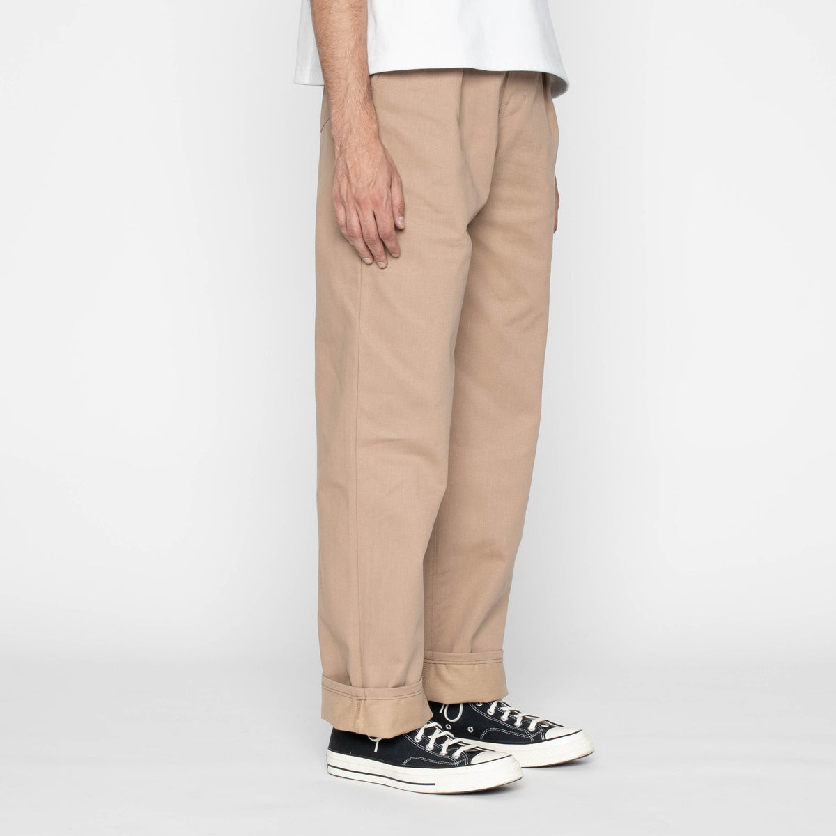 Pleated Trouser - Selvedge Slacks Beige by Naked & Famous Denim