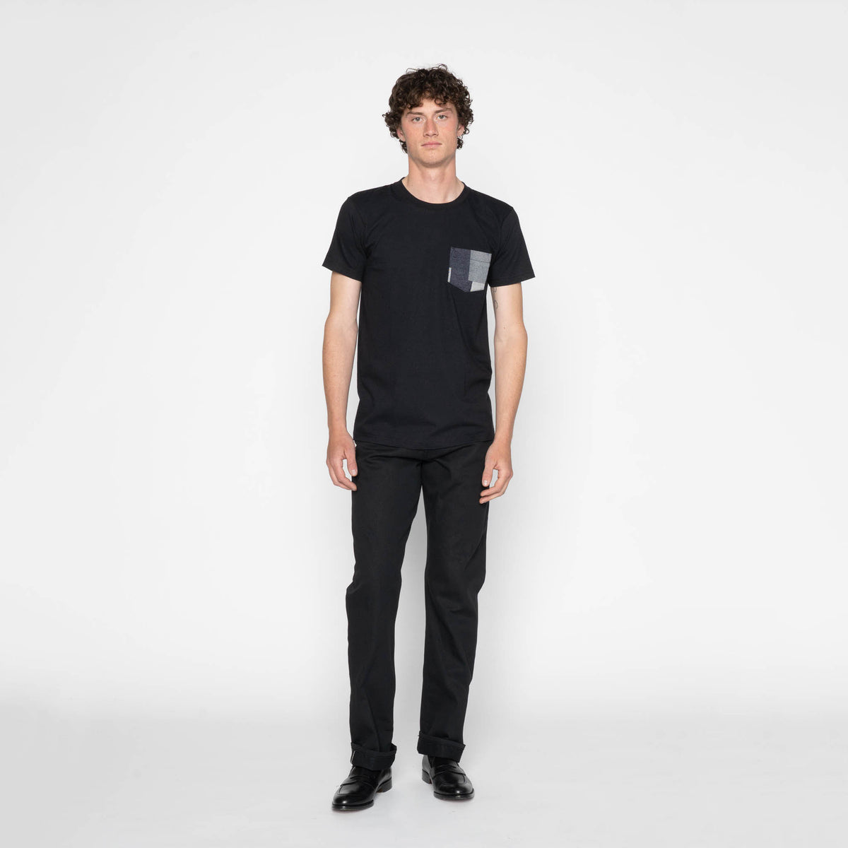Pocket Tee - Black + Indigo Jacquard - Indigo by Naked & Famous Denim