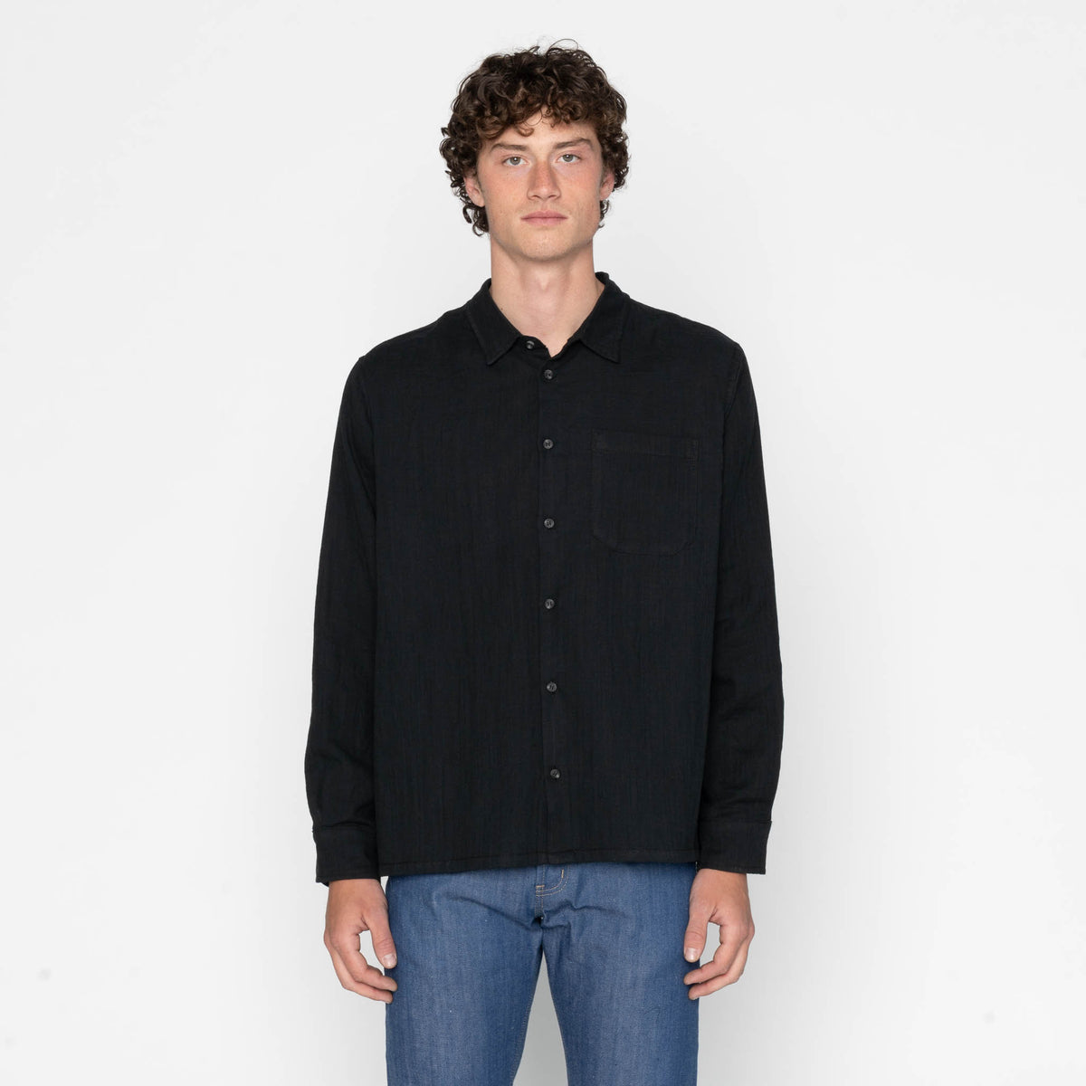 True Shirt - Double Weave Slub Gauze - Black by Naked & Famous Denim
