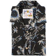 Aloha Shirt - Waikiki Waves - Black by Naked & Famous Denim