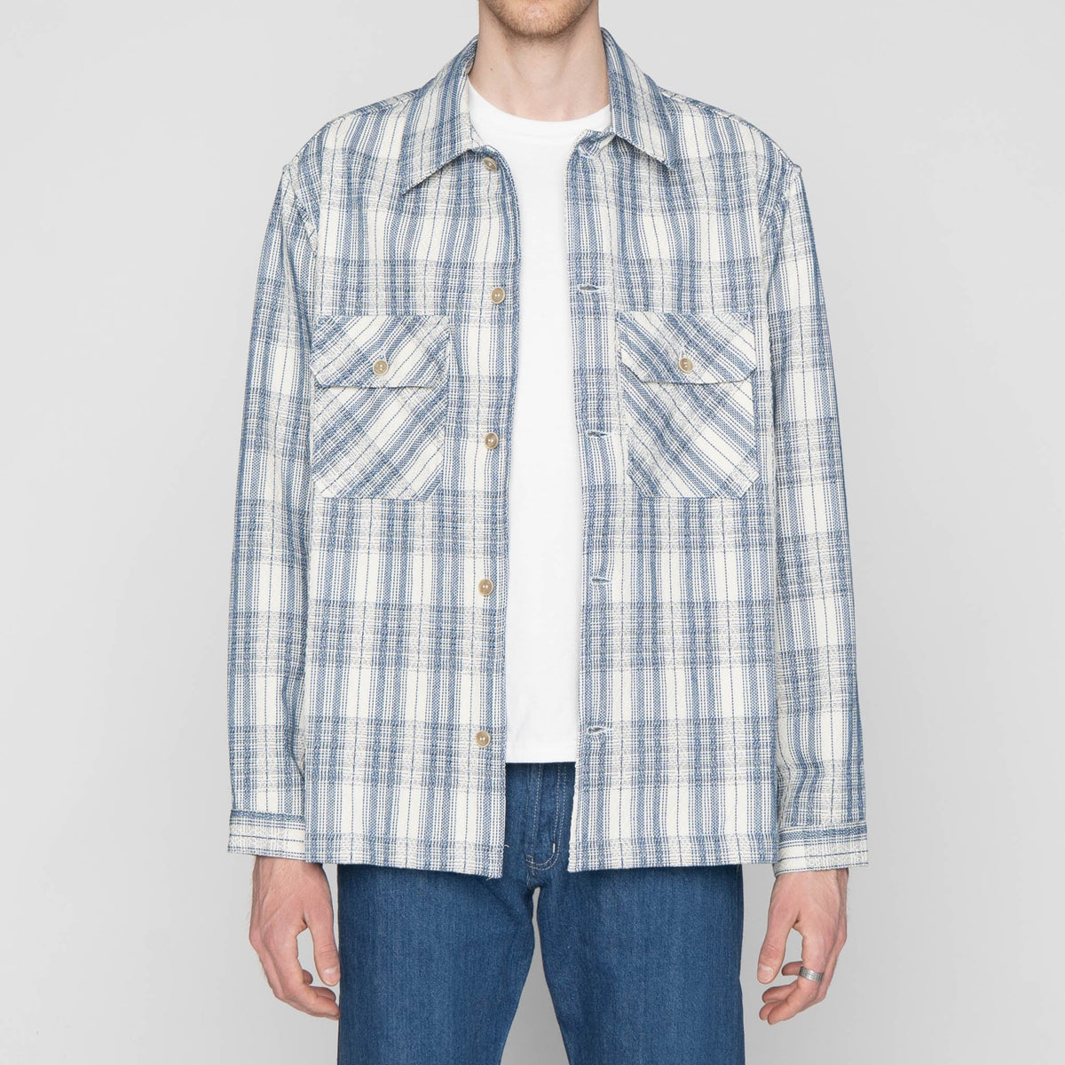 Work Shirt - Asagi Sashiko - White by Naked & Famous Denim
