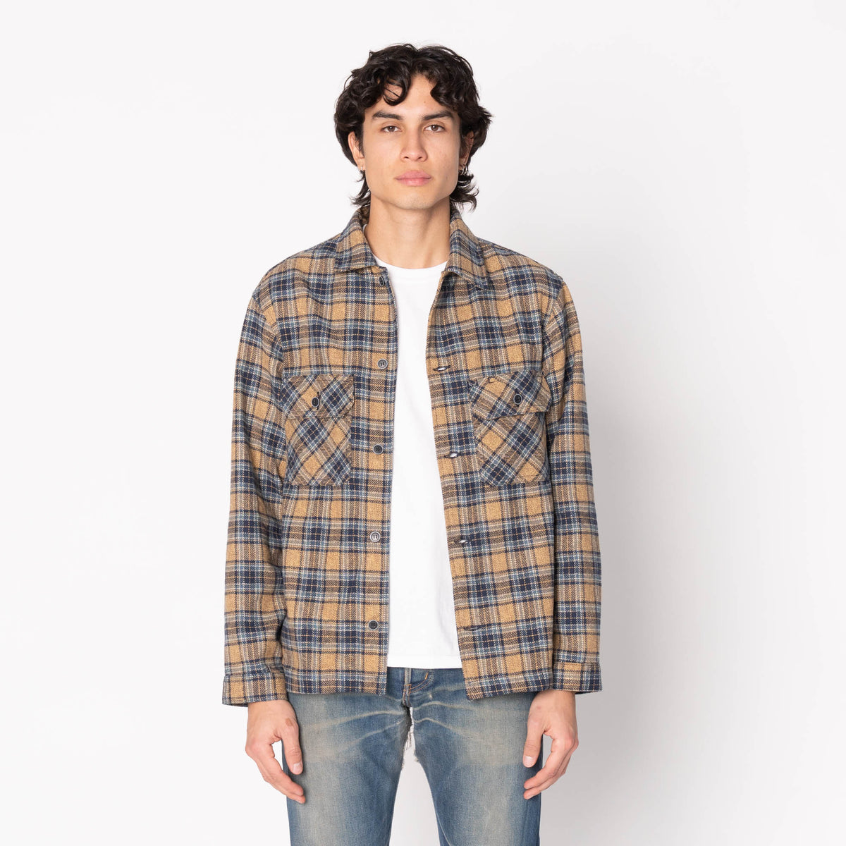 Work Shirt - Triple Twist Yarn Flannel - Blue Beige by Naked & Famous Denim