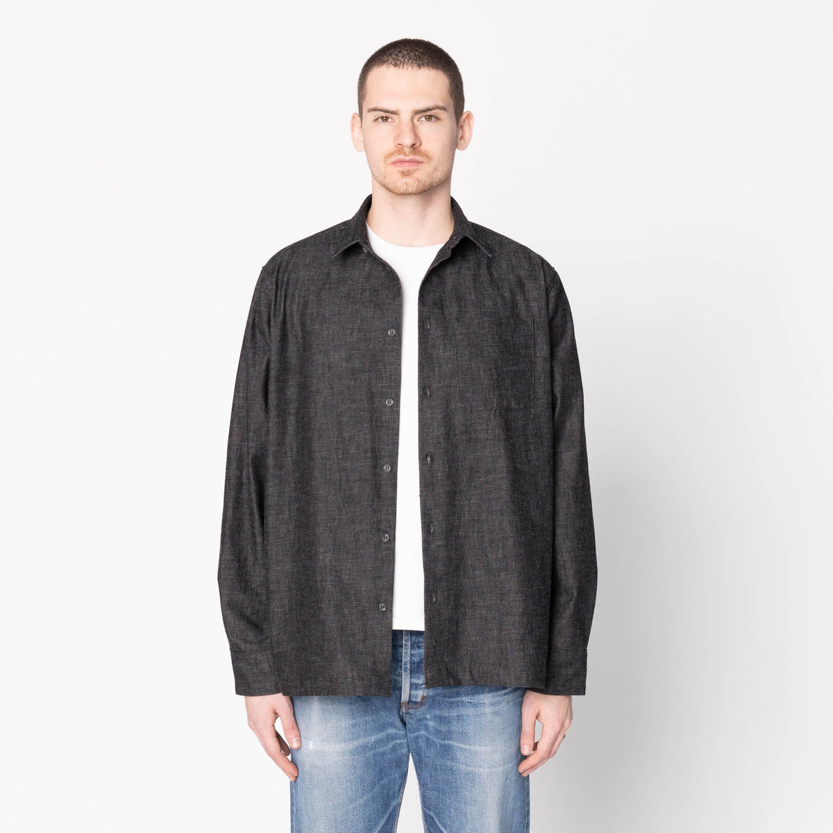 True Shirt - Black Lightweight Denim - Black by Naked & Famous Denim