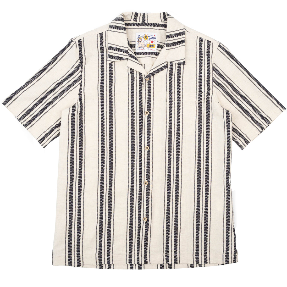 Aloha Shirt - Dobby Bands - Natural by Naked & Famous Denim
