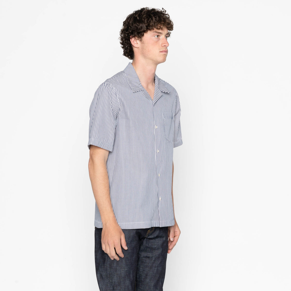 Aloha Shirt - Double Double Stripes - Blue by Naked & Famous Denim