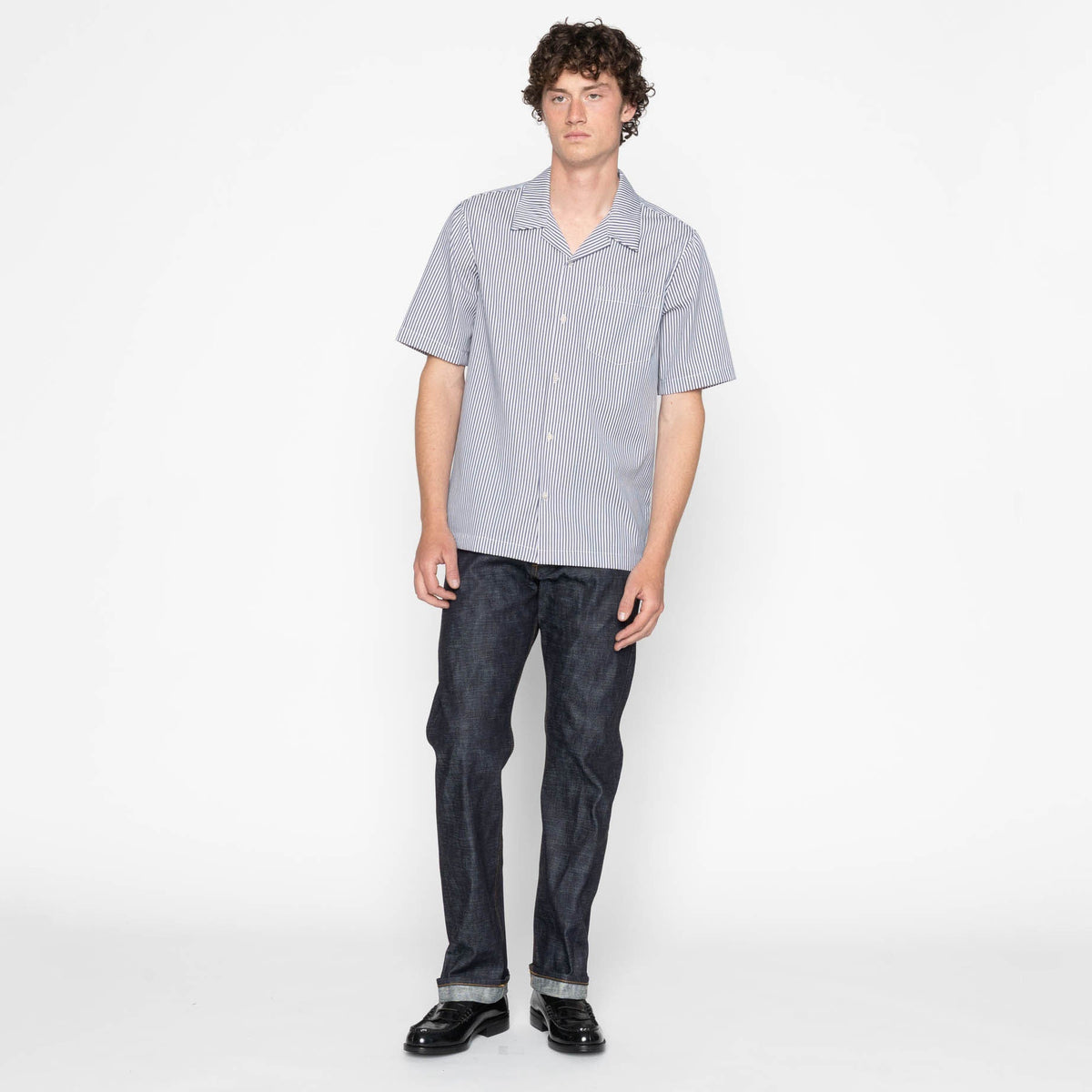 Aloha Shirt - Double Double Stripes - Blue by Naked & Famous Denim