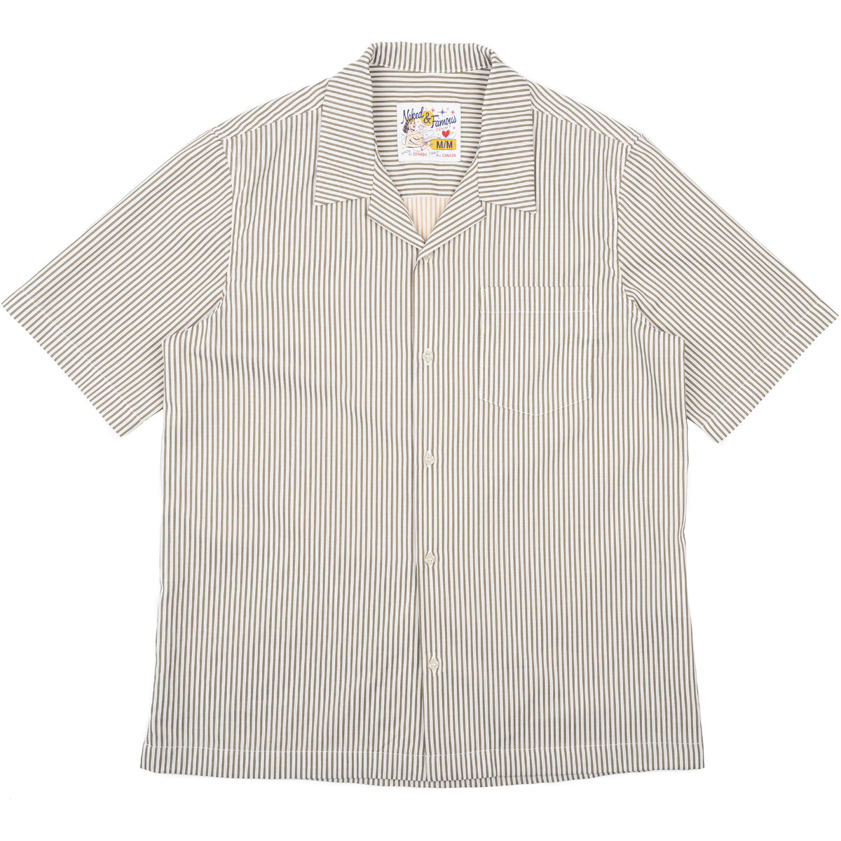 Aloha Shirt - Double Double Stripes - Green by Naked & Famous Denim