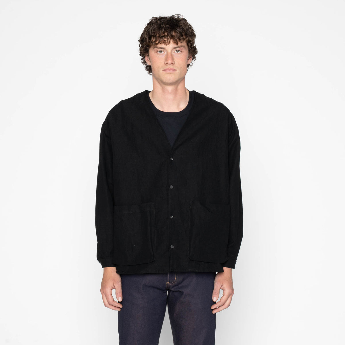 Wise Guy Jacket - Linen Blend Denim - Black by Naked & Famous Denim
