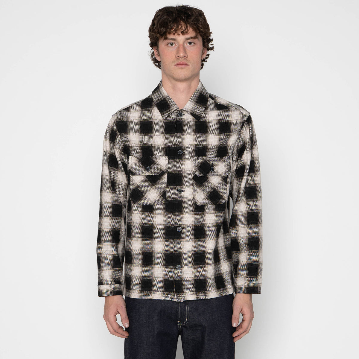 Work Shirt - Trippy Ombre Plaid - Ivory by Naked & Famous Denim