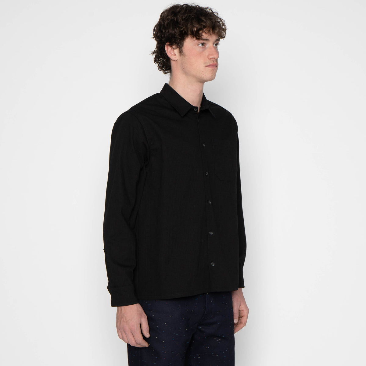 True Shirt - Black Herringbone Denim by Naked & Famous Denim