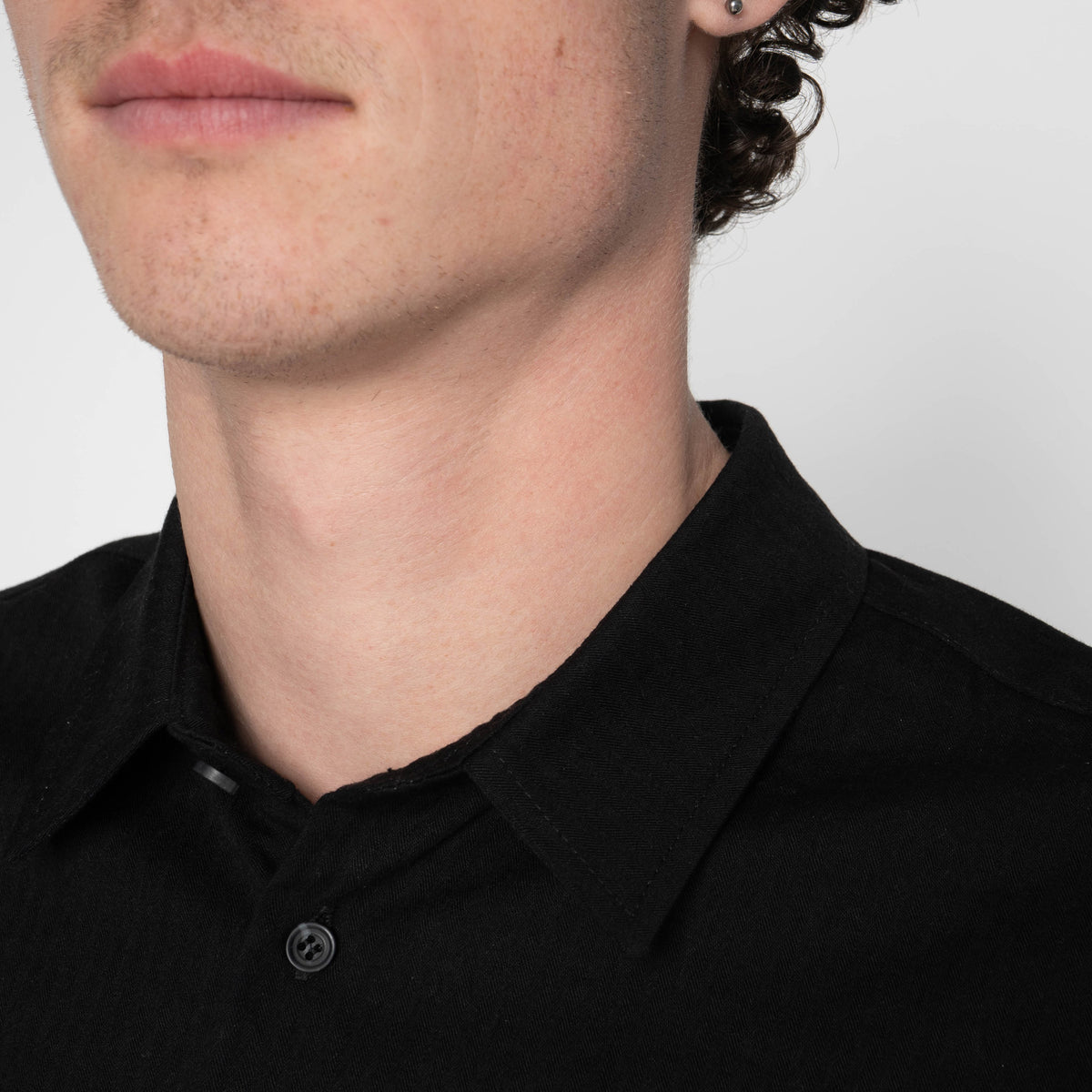 True Shirt - Black Herringbone Denim by Naked & Famous Denim
