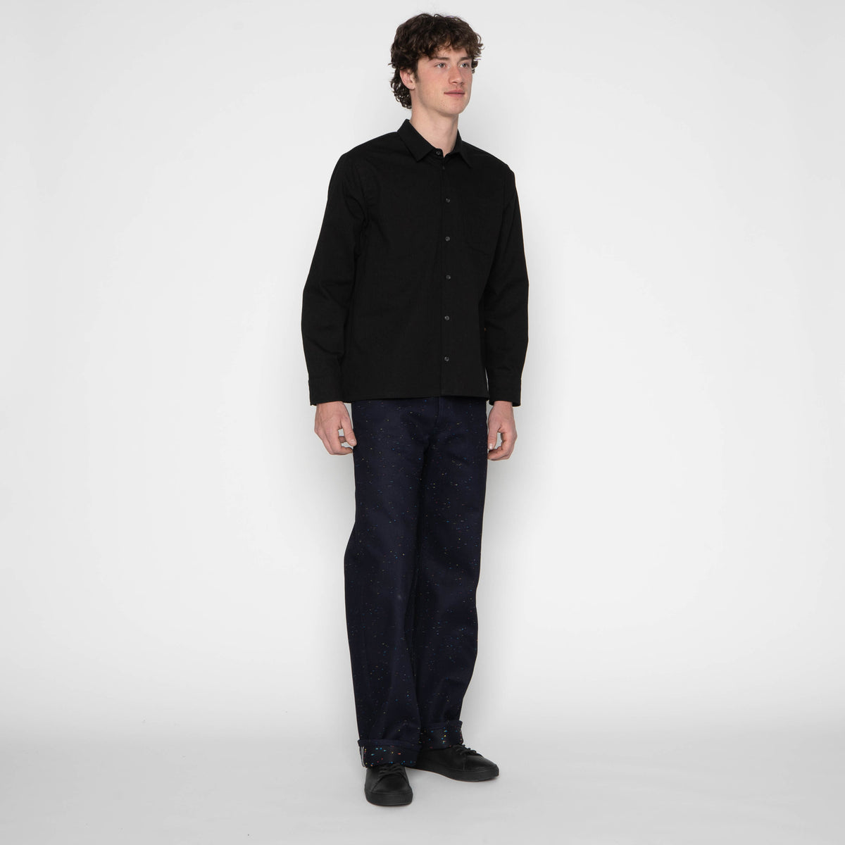 True Shirt - Black Herringbone Denim by Naked & Famous Denim