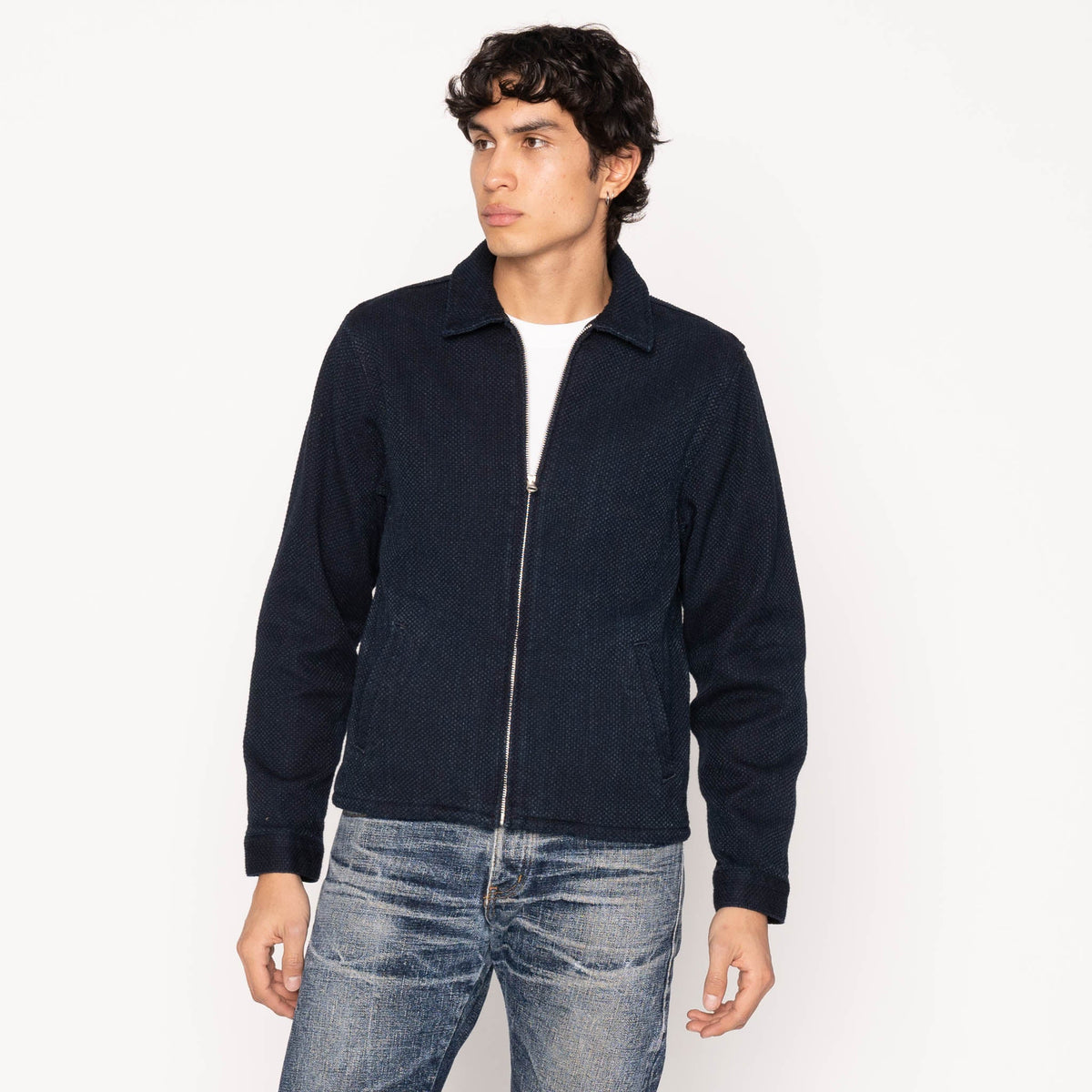 Zip Jacket - Indigo Sashiko by Naked & Famous Denim