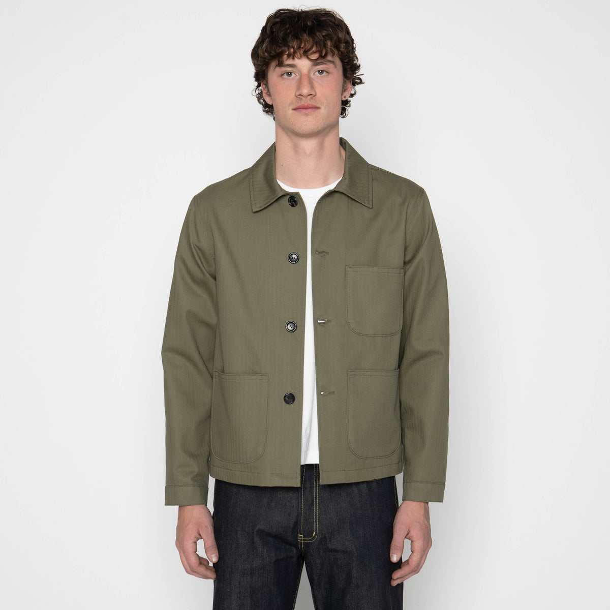 Utility Jacket - 1940s Military Organic Herringbone - Army Green by Naked & Famous Denim