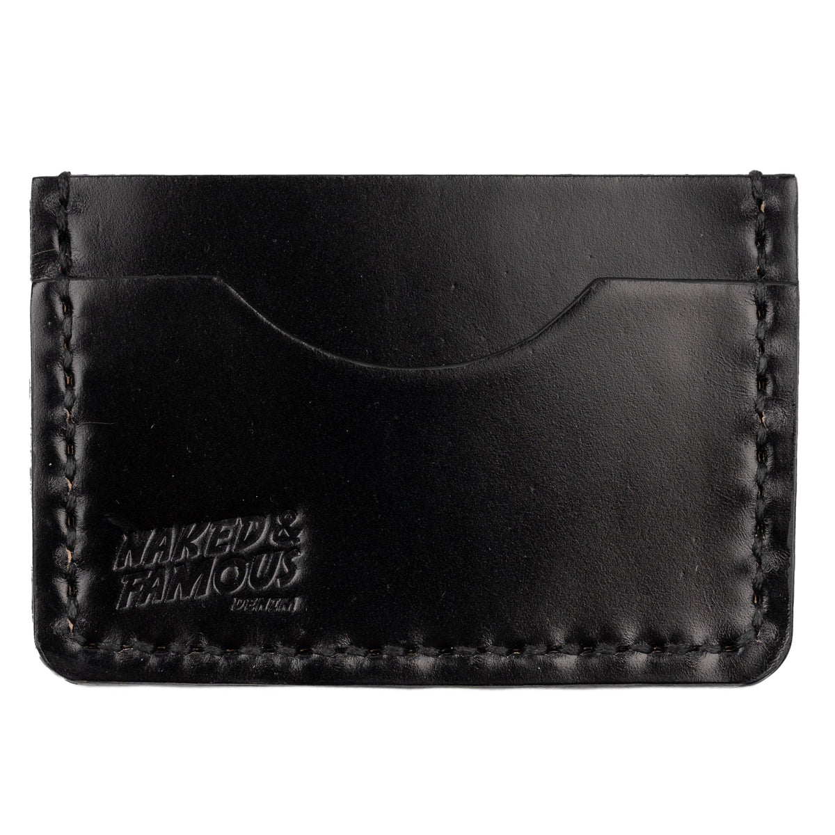 Card Case - Shinki Cordovan Leather - Jet Black by Naked & Famous Denim