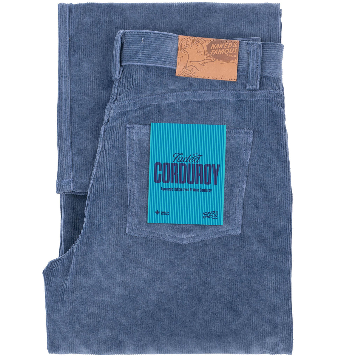 Wide Wild West - Organic Faded Corduroy - Indigo by Naked & Famous Denim