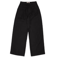 Relaxed Pleated Trouser - French Linen Fine Canvas - Black by Naked & Famous Denim