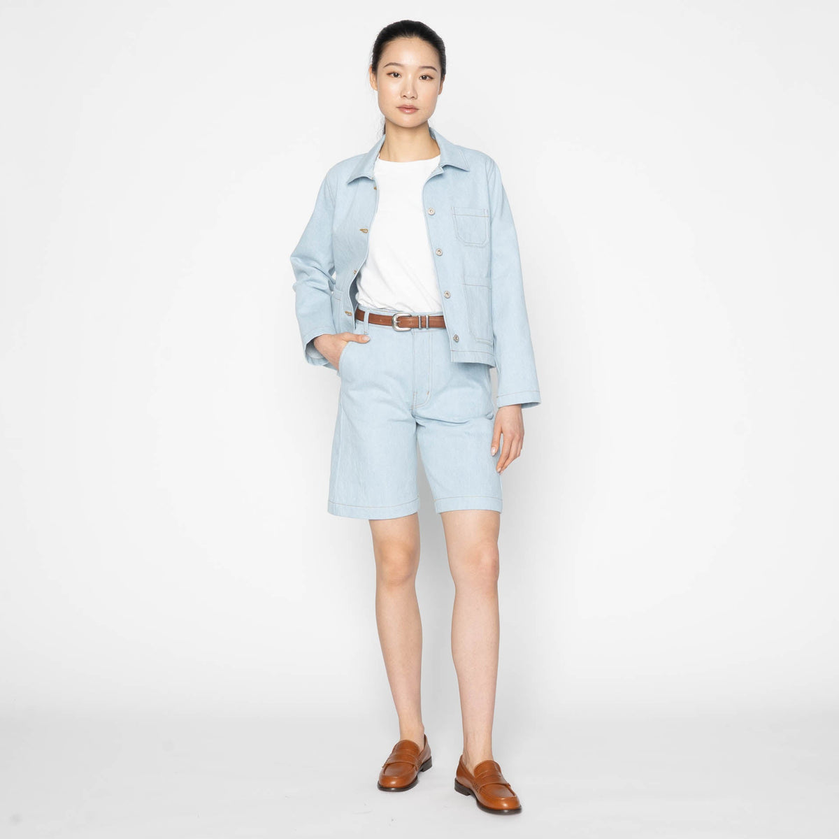 Andie Shorts - Secret Agent Denim - Bleach Blue by Naked & Famous Denim