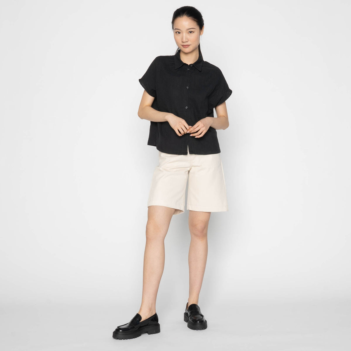 Billie Shirt - Double Weave Gauze - Black by Naked & Famous Denim