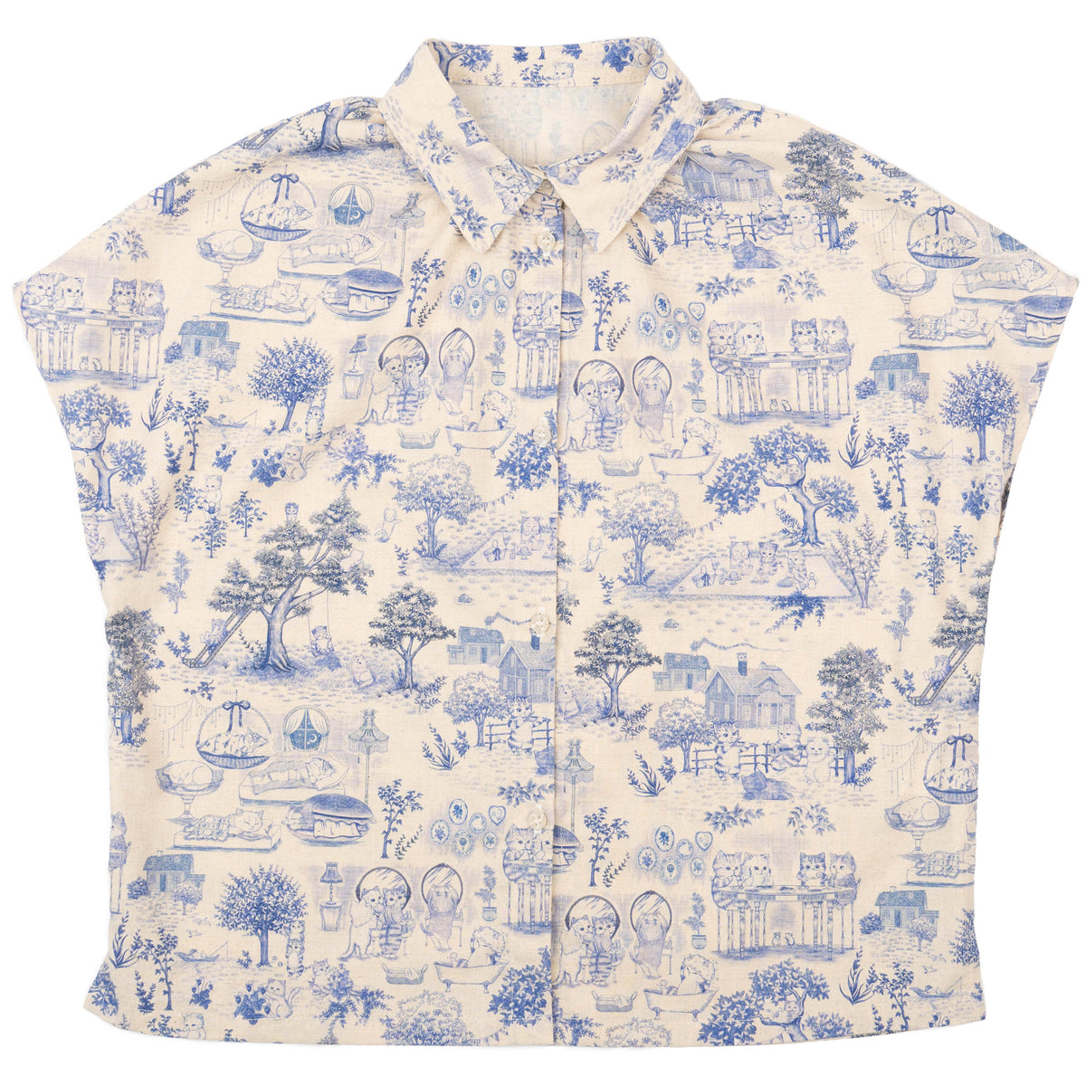 Billie Shirt - Linen Cats by Naked & Famous Denim