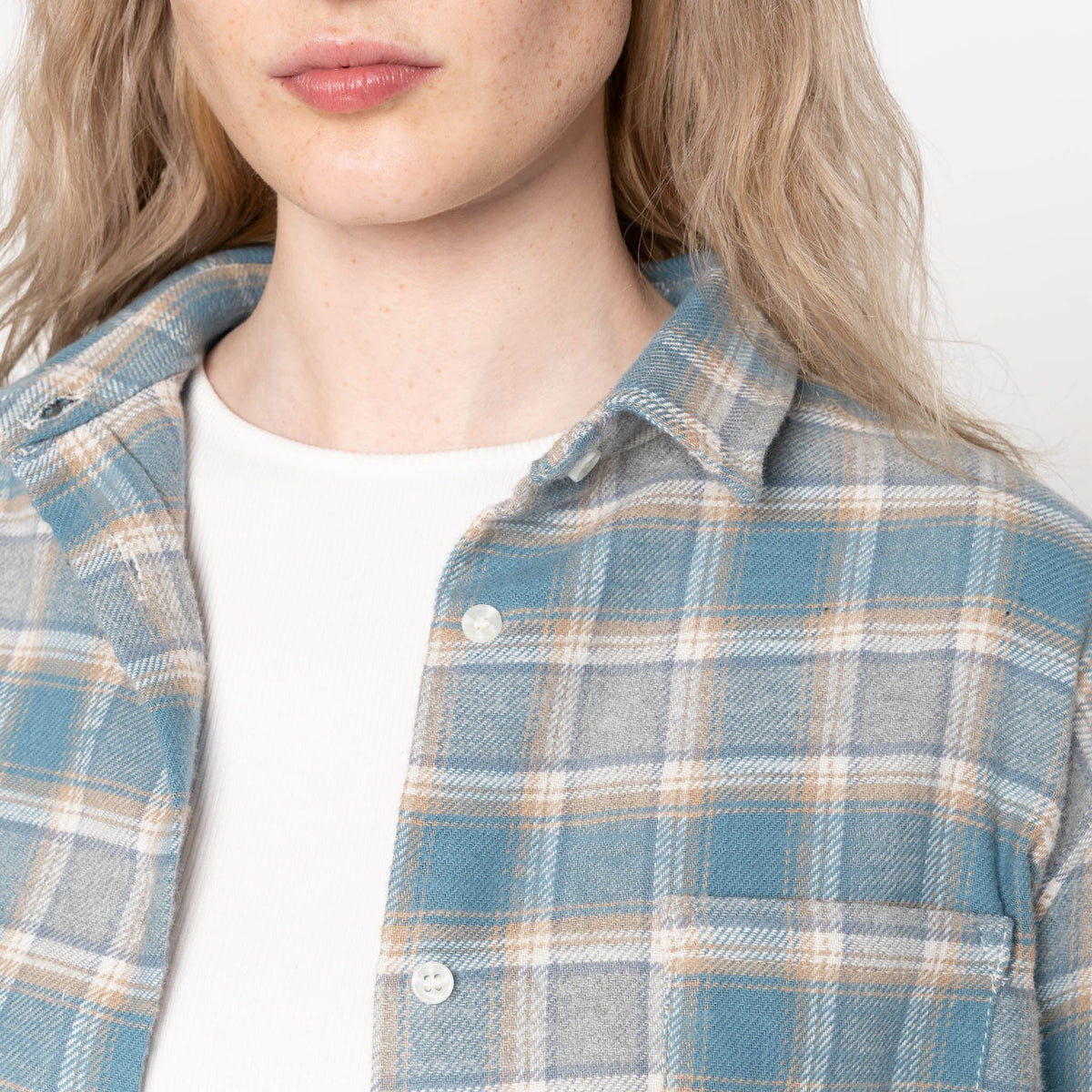 Judy - Soft Brushed Faded Flannel - Faded Blue by Naked & Famous Denim
