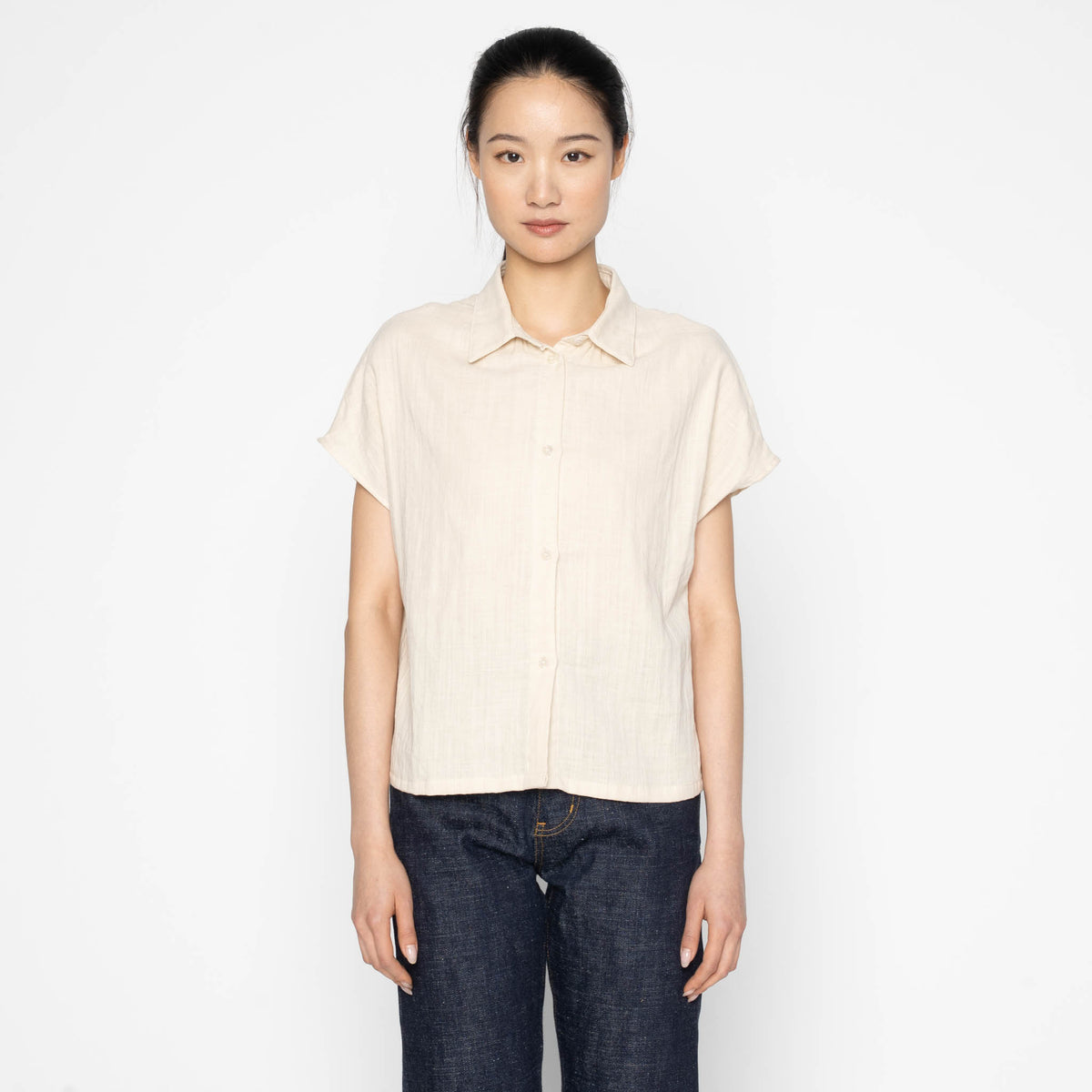 Billie Shirt - Double Weave Gauze - Bone by Naked & Famous Denim