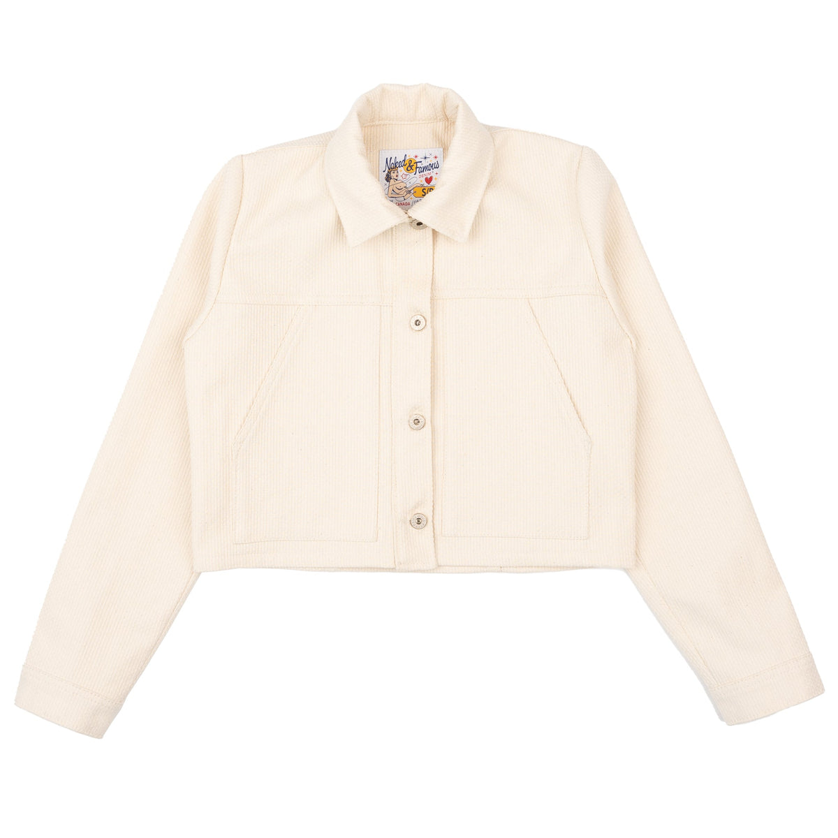 Cropped Denim Jacket - Judo Sashiko - Ecru by Naked & Famous Denim