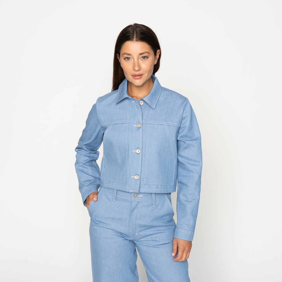 Cropped Denim Jacket - Sakura Sky by Naked & Famous Denim