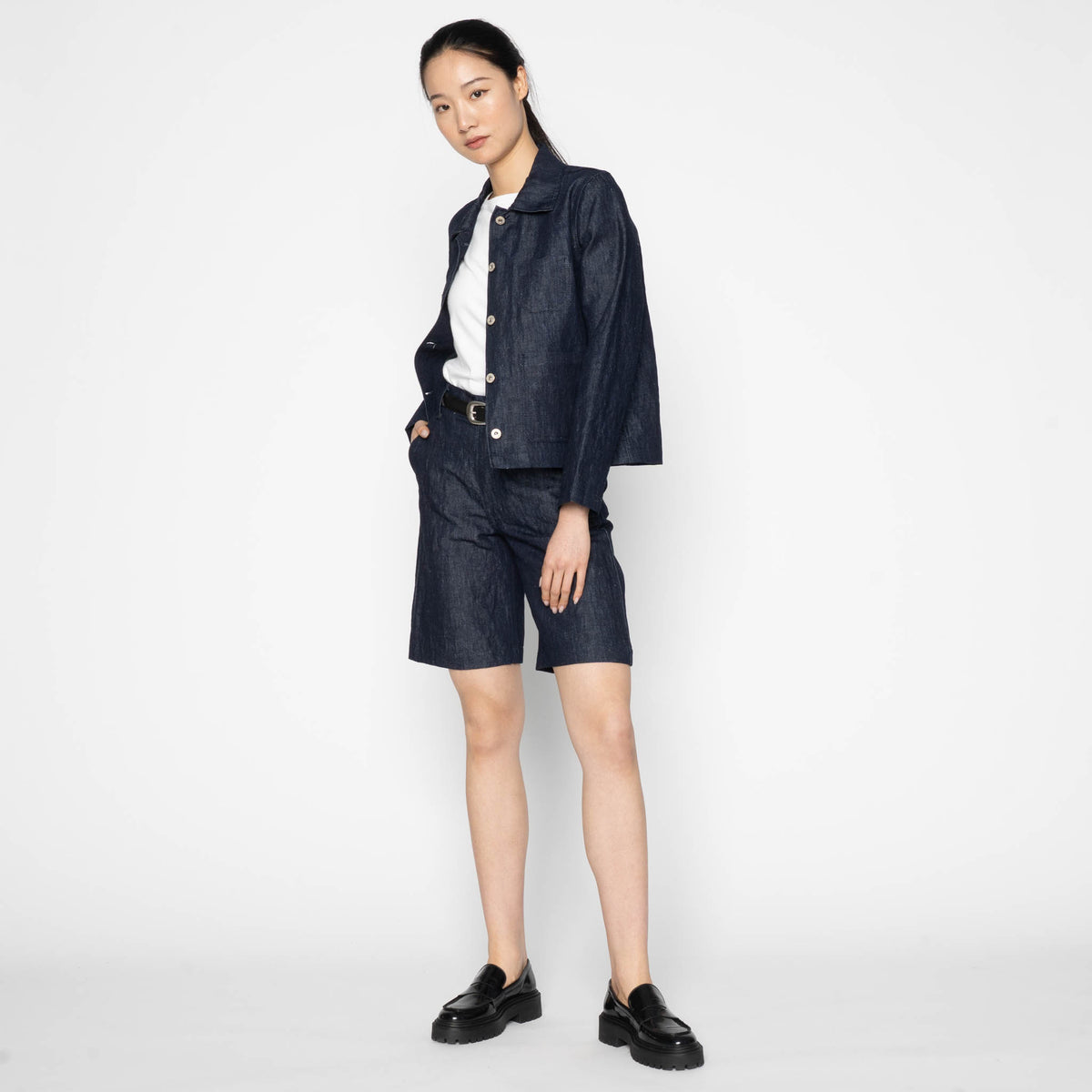 Andie Shorts - Linen Blend Denim by Naked & Famous Denim