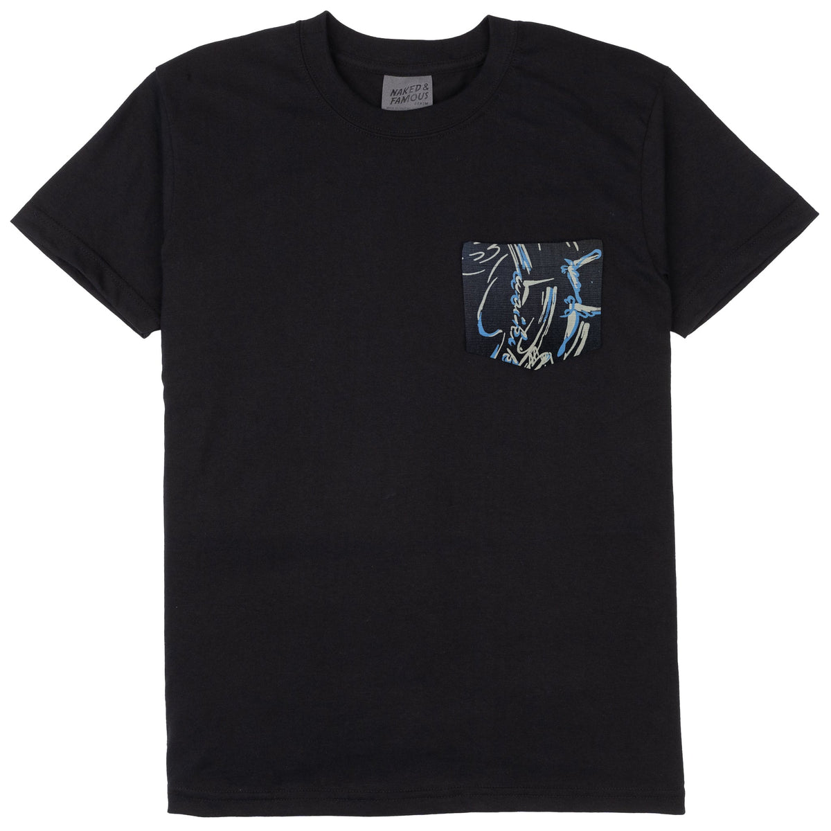 Pocket Tee - Black - Waikiki Waves - Black by Naked & Famous Denim