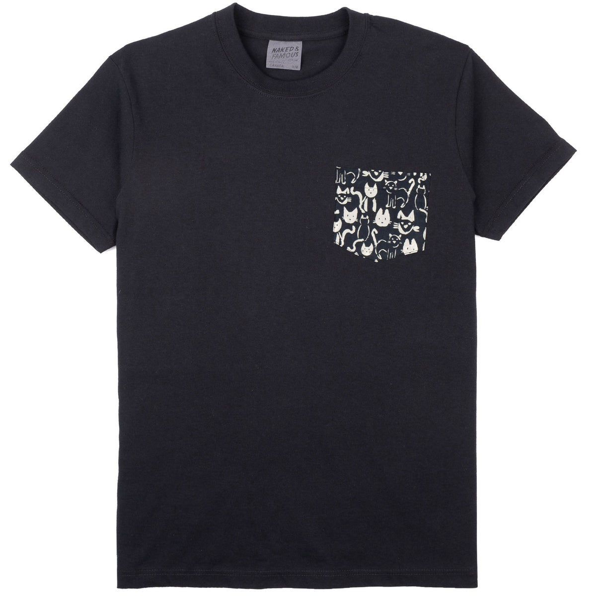 Pocket Tee - Black + Cat Strokes by Naked & Famous Denim