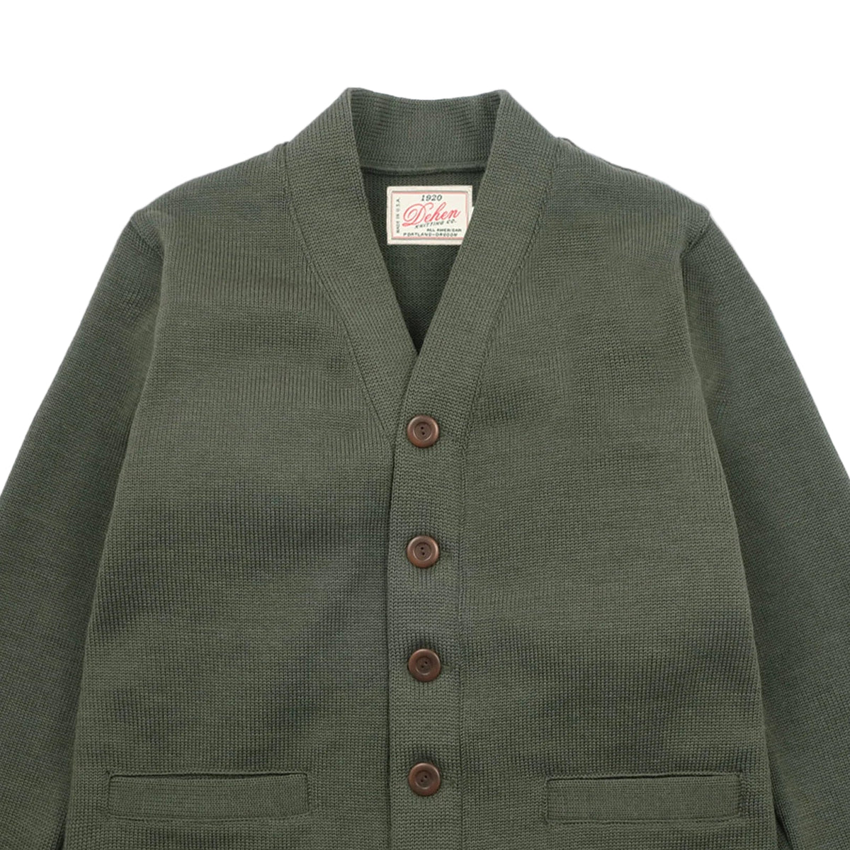 Classic Cardigan - Green Wool Knit by Dehen 1920