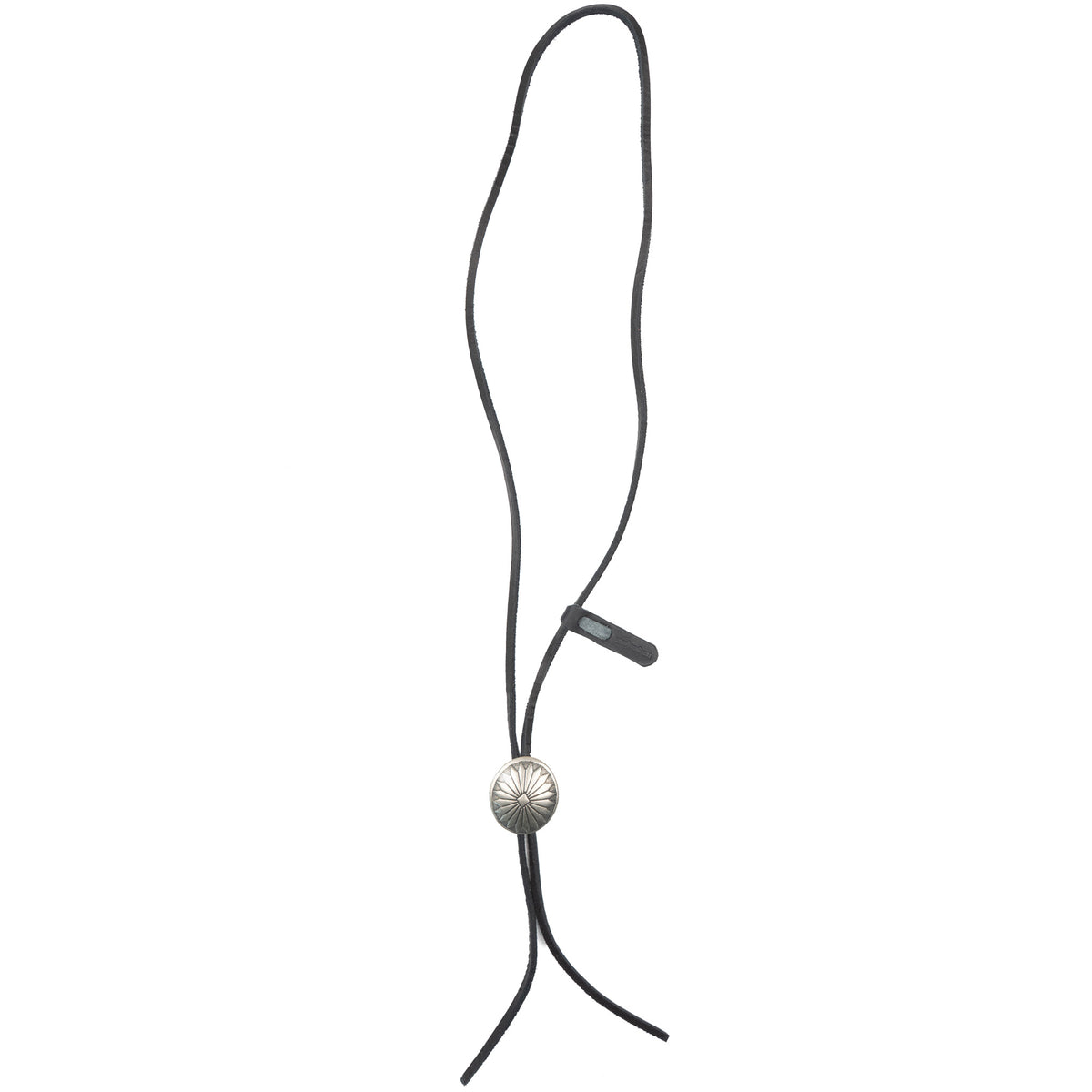 Leather Bolo Tie with 1 1/4" Concho - Black by Yuketen