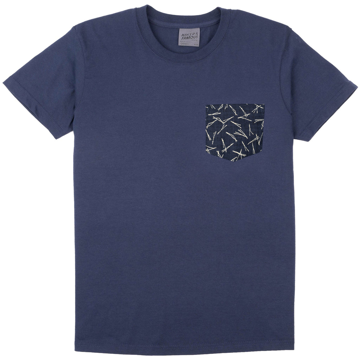 Pocket Tee - Navy + Matsuba Pine Needles - Indigo by Naked & Famous Denim