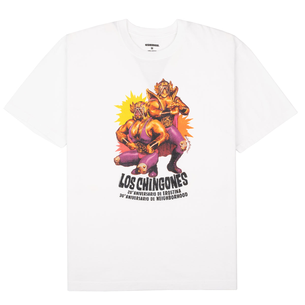 Neighborhood x Erostika Los Chingones Tee - Wrestlers - White by Erostika by Rockin'Jelly Bean