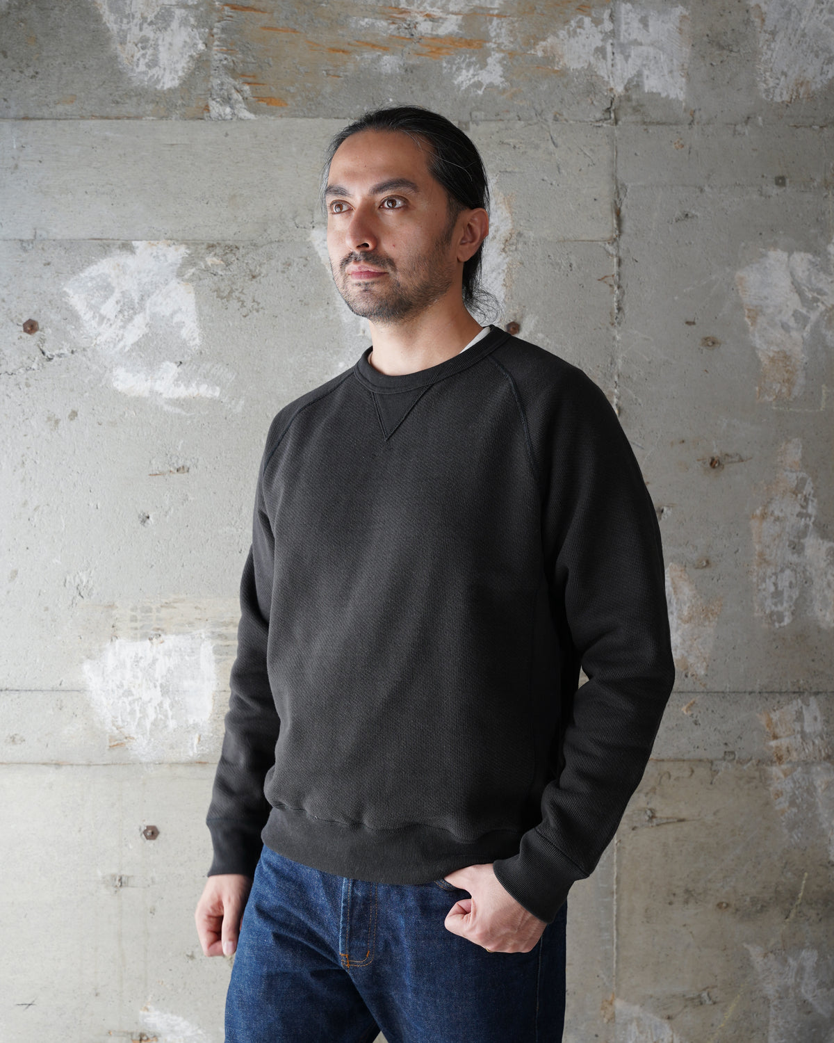 Pullover Crewneck - Double Heavyweight French Terry - Sumi Black by Wonder Looper