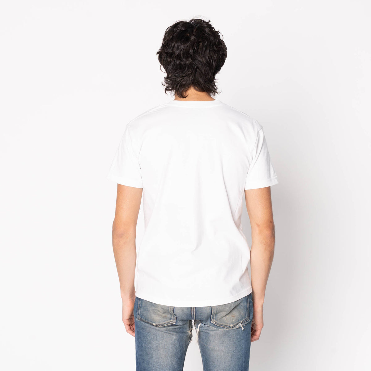 Pocket Tee - White - Printed Autumn - Navy by Naked & Famous Denim