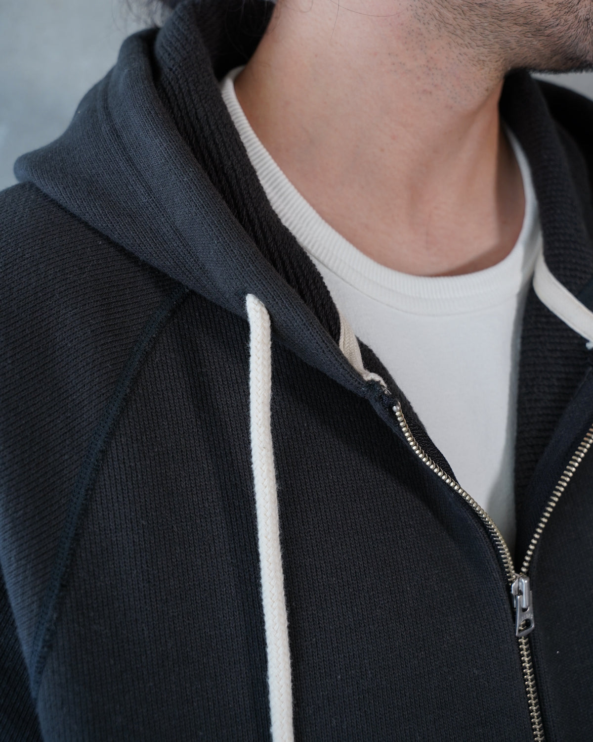 Zip Hoodie - Double Heavyweight French Terry - Sumi Black by Wonder Looper