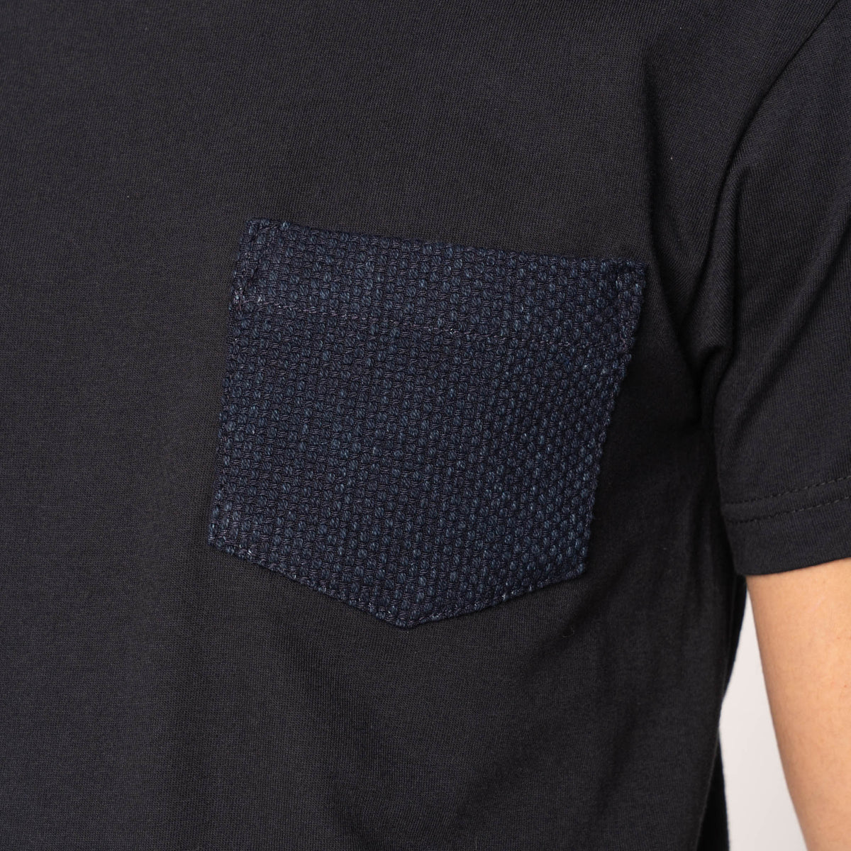 Pocket Tee - Black - Indigo Sashiko by Naked & Famous Denim