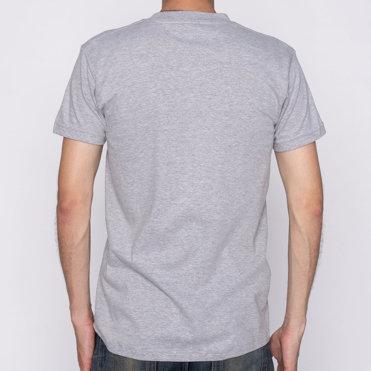 Pocket Tee - Heather Grey + Tweedy Cotton Vintage Brushed - Red by Naked & Famous Denim