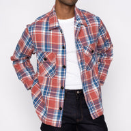 Over Shirt - Triple Yarn Twill Check Brush - Red by Naked & Famous Denim