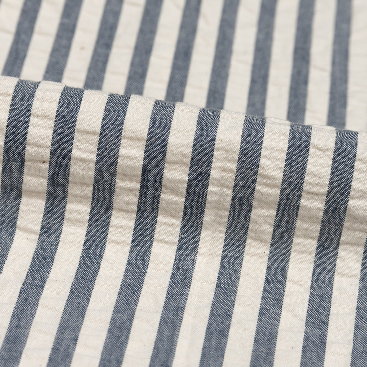 Wide Cuffed Short - Seersucker Stripe - Blue/Cream by Naked & Famous Denim