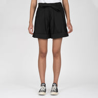 Wide Cuffed Short - Cotton Typewriter - Black by Naked & Famous Denim