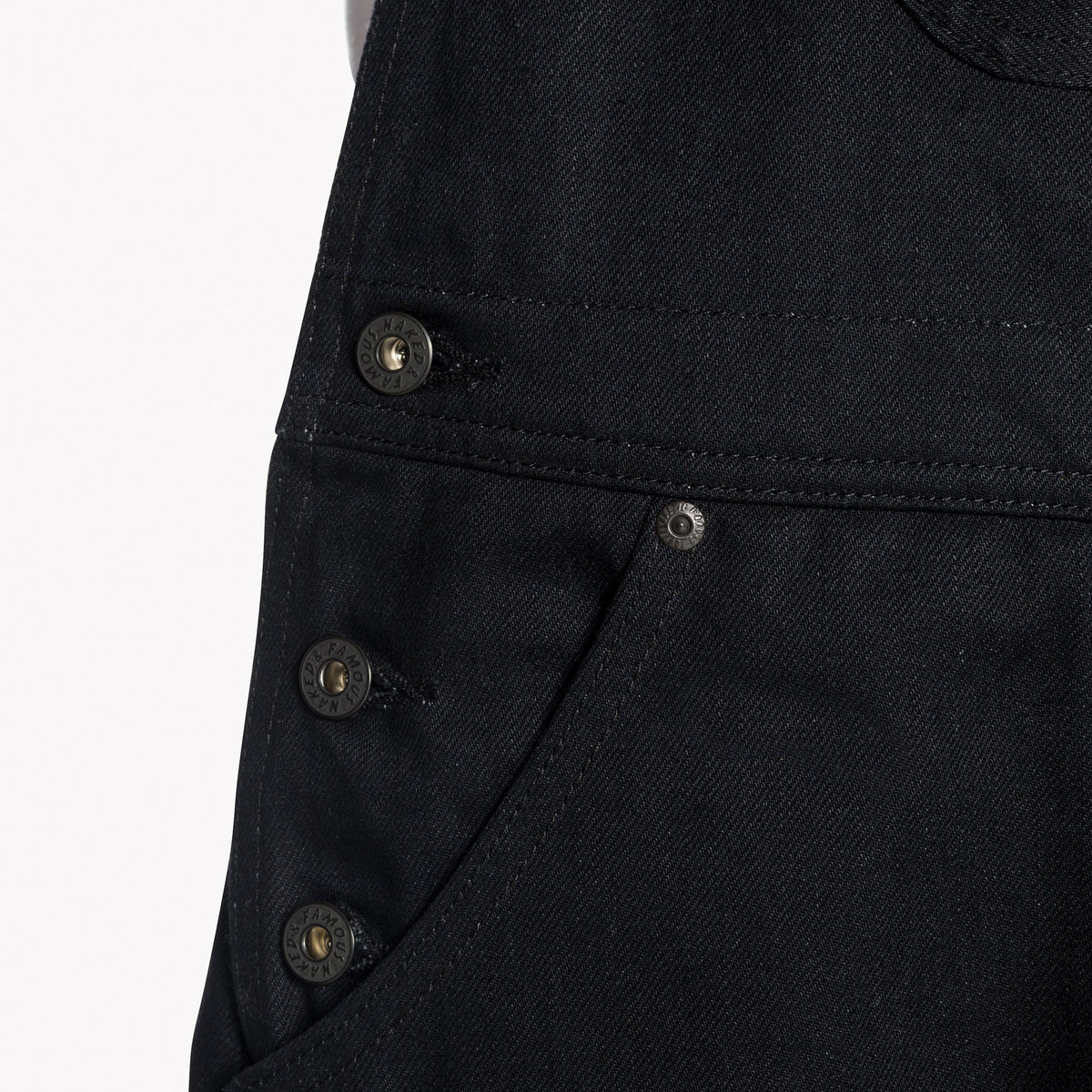 Weird Guy Overalls - Solid Black Selvedge by Naked & Famous Denim