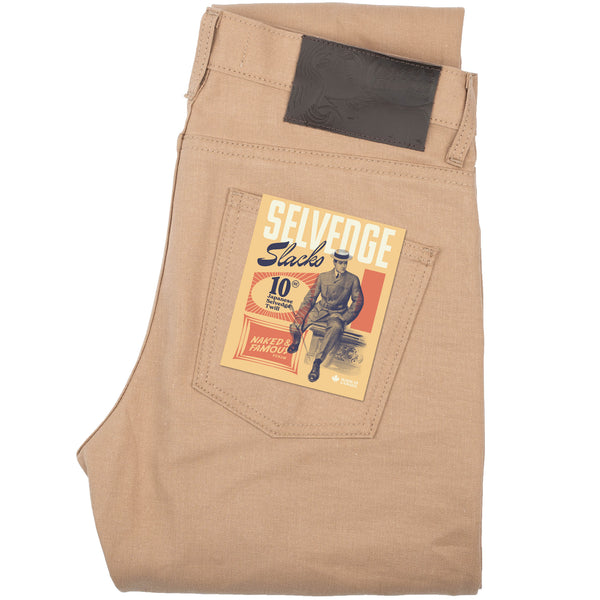 Super Guy - Selvedge Slacks Beige by Naked & Famous Denim