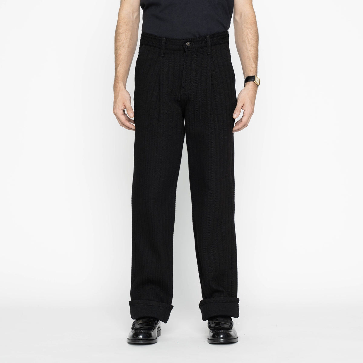 Pleated Trouser - Black Sugiaya by Naked & Famous Denim