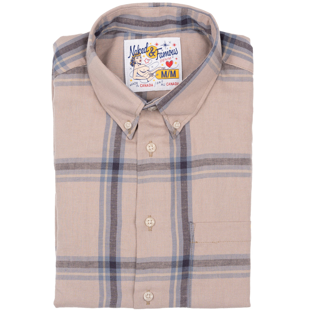 Easy Shirt - Hemp Blend Check - Sand by Naked & Famous Denim
