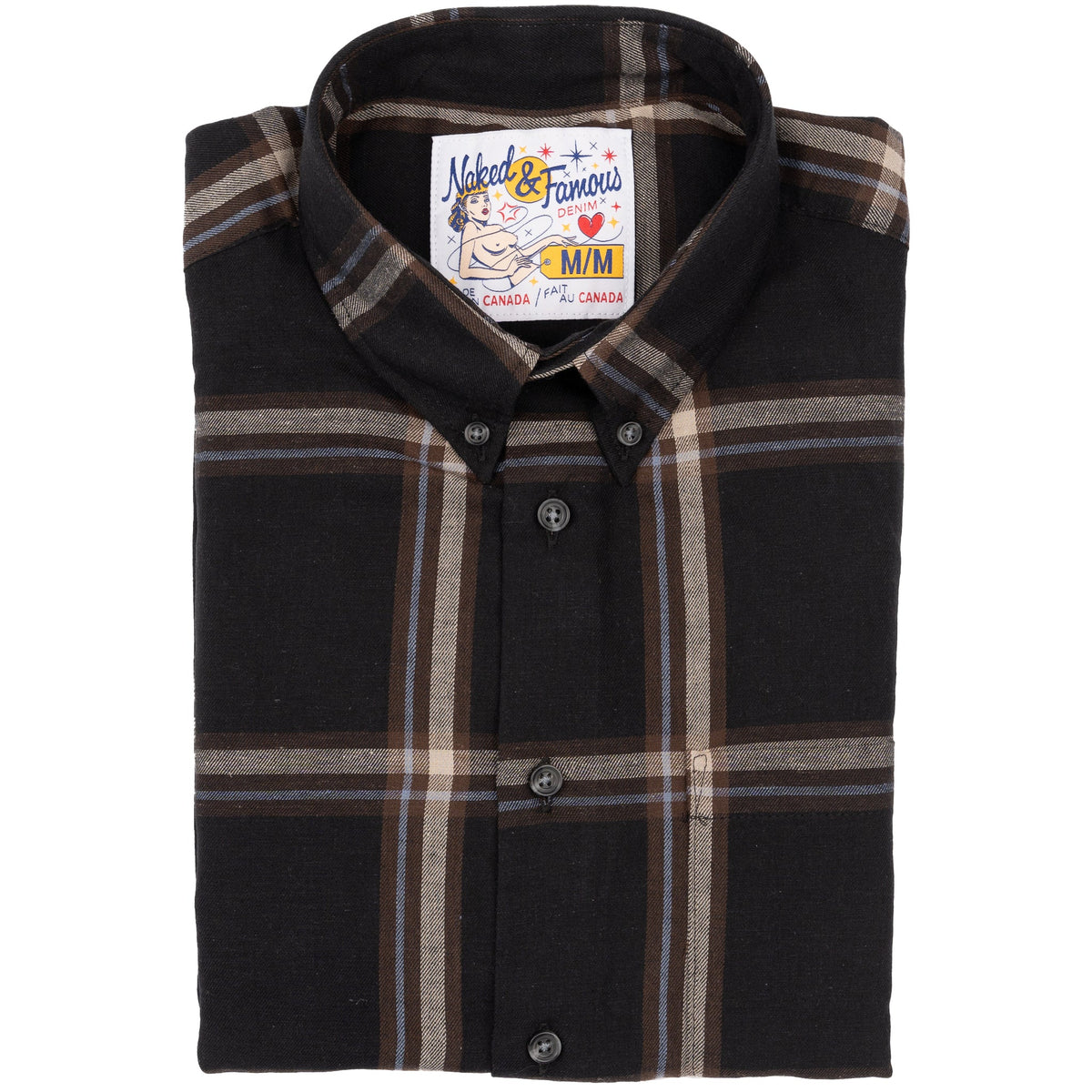 Easy Shirt - Hemp Blend Check - Black by Naked & Famous Denim