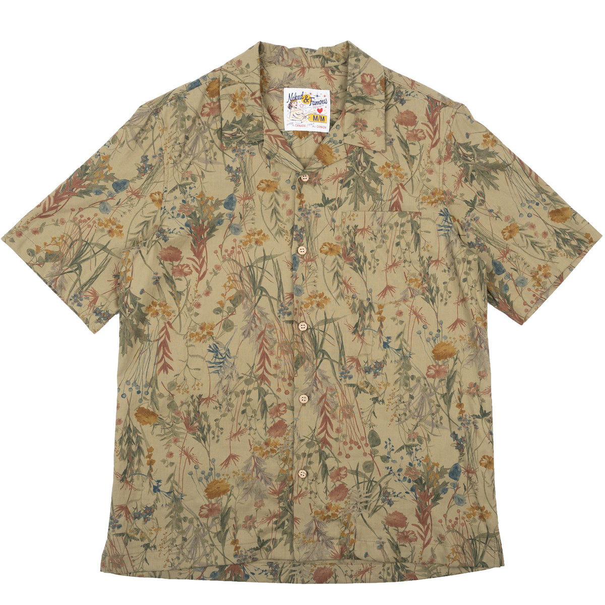 Aloha Shirt - Flowers Painting - Earth by Naked & Famous Denim